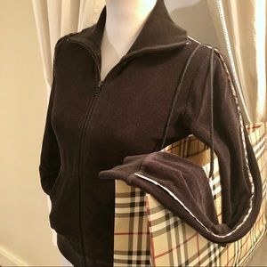 💎BURBERRY💎Logo Black Terry Zip Sweatshirt, Small